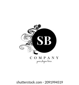 SB Initial Letter Logo Design with Ink Cloud Flowing Texture Vector.