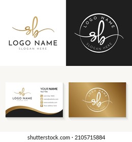 SB Initial Luxury Handwriting Logo Template in Vector with Business Card