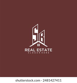 SB anfängliches Monogramm Gebäude und Dachlogo für Immobilien