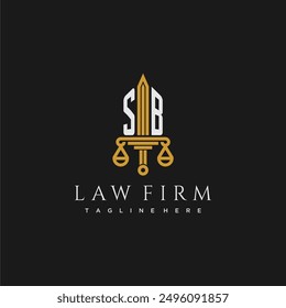 SB initial monogram for lawfirm logo with sword and scale