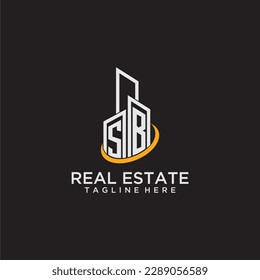 SB initial monogram logo for real estate with building style