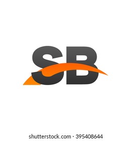 SB initial overlapping swoosh letter logo black orange