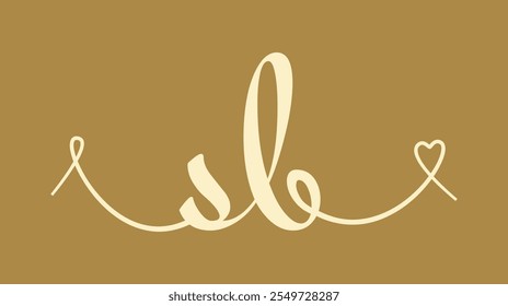 SB Ilustración vectorial de caligrafía de monograma de boda inicial. Letras dibujadas a mano s y b amor diseño de logotipo para el cartel del día de San Valentín, tarjeta de felicitación, álbum de fotos, impresión de Anuncio o tatuaje.