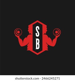 SB initials fitness sport gym logo design vector