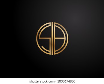 SB Letter circle shape gold color logo Design