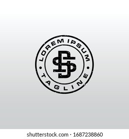 SB Letter initial logo in vintage grunge style 