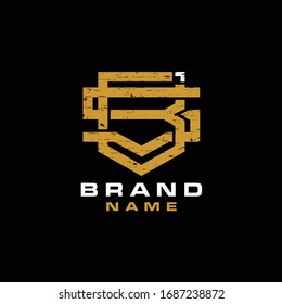 SB Letter initial logo in vintage grunge style 
