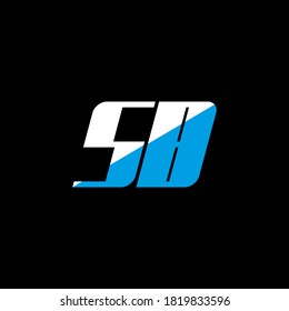 Diseño del logotipo de la letra SB sobre fondo negro. Concepto de logotipo de letras iniciales creativas SB. Diseño de iconos SB. Diseño de iconos de letras blancas y azules SB sobre fondo negro. S B	
