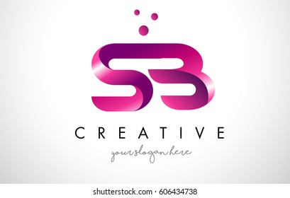 SB Letter Logo Design Template with Purple Colors and Dots