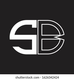 SB Letter logo monogram with oval shape negative space design template