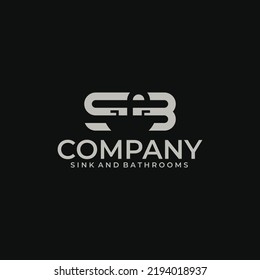 SB letter logo vector with sink as negative space, suitable for construction, interior, plumbing, industrial sink, and many more.