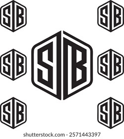 SB letter pentagon logo in silhouette