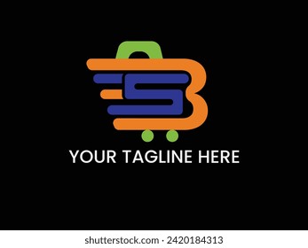 SB Letter Shop Logo Design. Creative Modern S B Letters Icon Vector With Black Background.