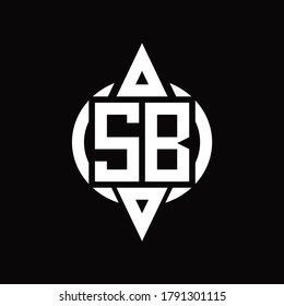 SB Logo with circle rounded combine triangle top and bottom side design template