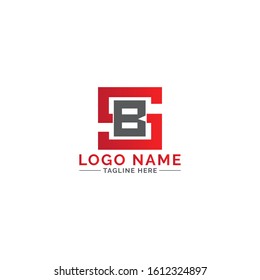 SB logo design with color red and grey