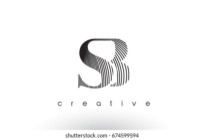 SB Logo Design With Multiple Lines. Artistic Elegant Black and White Lines Icon Vector Illustration.