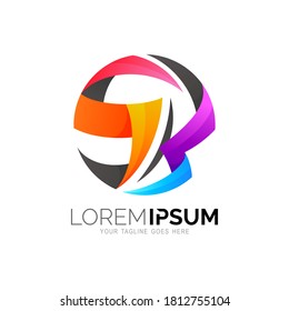 Plantilla de diseño de logotipo SB, icono S y B, logotipo colorido S, B, cinta de opciones