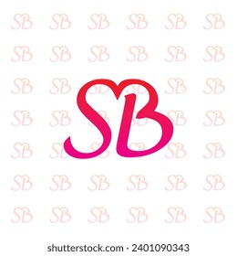 SB logo with heart shape, love logo design vector