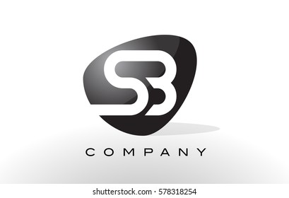 SB Logo. Letter Design Vector with Oval Shape and Black Colors.