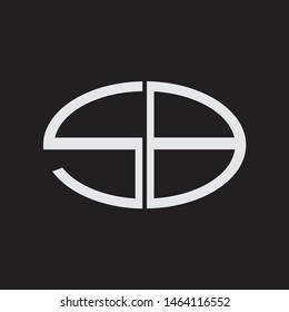 SB Logo letter oval monogram design template with black and white colors