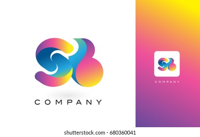 SB Logo Letter With Rainbow Vibrant Colors. Colorful Modern Trendy Purple and Magenta Letters Vector Illustration.