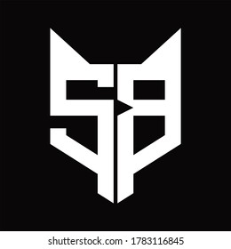 SB Logo monogram with fox head shape design template