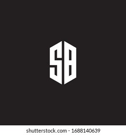 Monograma del logotipo SB con una plantilla de diseño de estilo hexagonal aislada en fondo negro