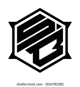 SB Logo monogram with hexagon and sharp shape design template