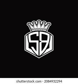 SB Logo monogram with luxury emblem shape and crown design template on black background