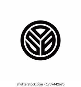 SB monogram logo with circle outline design template isolated on white background