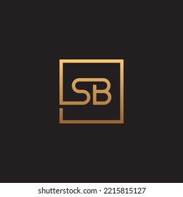 SB monogram logo inside square frame with gold color.