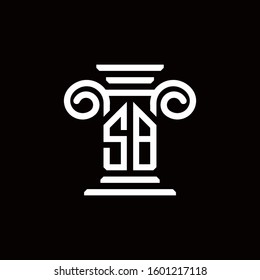 SB monogram logo with pillar style design template