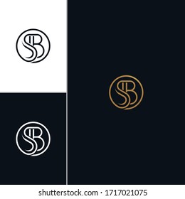 SB monogram.Typographic logo with outline letter s and letter b, eps 10