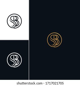 SB monogram.Typographic logo with outline letter s and letter b, eps 10