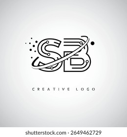 SB Orbit Monogram Logo - Futuristic Minimal Letter mark with Circular Line Art, Tech-Inspired Dots and Space Motion Concept for Modern Branding Identity (Logotipo de Monograma de Órbita SB - Marca de Letra Mínima Futurista com Linha de Arte Circular, Pontos Inspirados na Tecnologia e Conceito de Movimento Espacial para Identidade de Marca Moderna)