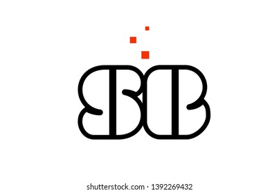 SB S B black white red dots alphabet letter combination suitable as a logo icon design for a company or business
