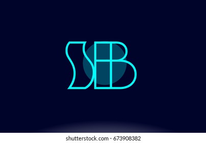 sb s b blue line circle letter logo alphabet creative company vector icon design template