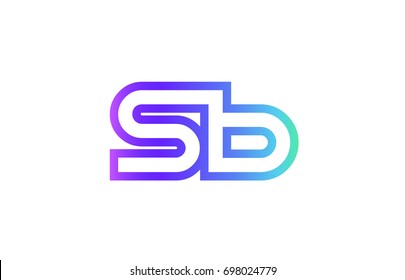 SB S B letter logo combination alphabet vector, creative company icon design template, modern  pink blue contour line art