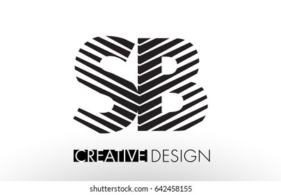 SB S B Lines Letter Design with Creative Elegant Zebra Vector Illustration.