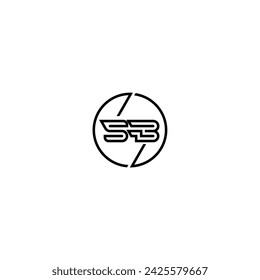 SB simple outline concept logo and circle of initial design black and white background