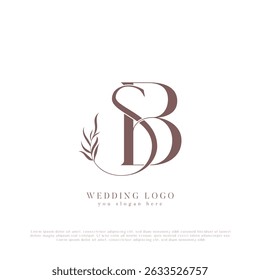 Logotipo de casamento SB com Monograma Floral