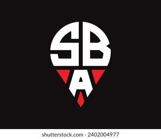 diseño de logotipo de ubicación de la letra SBA