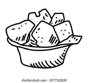 Sback bowl hand drawn illustrtaion vector on white background