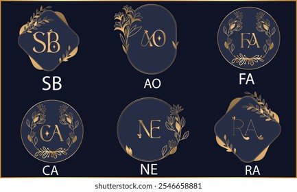 SB.AO.FA.CA.NE.RA Initial Signature logo set design template eps file 10.