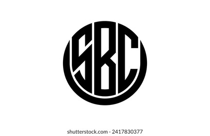 SBC Anfangsbuchstaben geometrische Kreativkreisform Symbol Symbol Logo Design Vektor. Monogramm, Briefmarke, Kreis, Kalligrafie, Symbol, Emblem, elegant, abstrakt, Wortmarke, Zeichen, Kunst, Typografie, Symbol, Form
