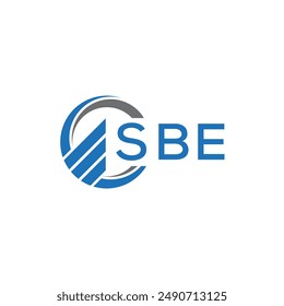 Diseño del logotipo de contabilidad plana de SBE sobre fondo blanco. Concepto de logotipo de letra de gráfico de crecimiento.Diseño del logotipo de finanzas comerciales de SBE.	
