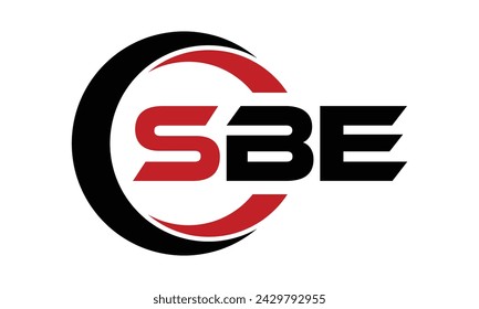Plantilla vectorial de diseño de logotipo swoosh con forma de círculo creativo de letra inicial de SBE. monograma, marca de letra, círculo, caligrafía, símbolo, emblema, elegante, abstracto, marca, signo, arte, tipografía, moda