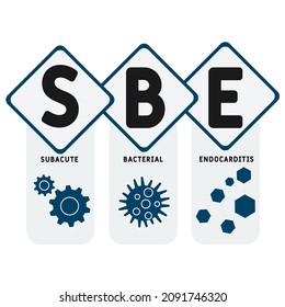 SBE - Acrónimo de Endocarditis Bacteriana Subaguda. antecedentes de concepto médico.  concepto de ilustración vectorial con palabras clave e iconos. ilustración con iconos para banner web, volante, aterrizaje