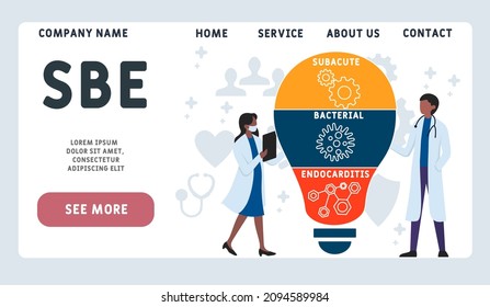 SBE - Subacute Bacterial Endocarditis acronym. medical concept background.  vector illustration concept with keywords and icons. lettering illustration with icons for web banner, flyer, landing