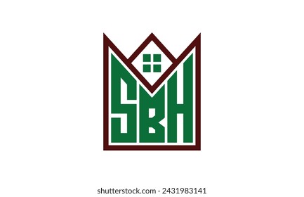 SBH initial letter real estate builders logo design vector. construction, housing, home marker, property, building, apartment, flat, compartment, business, corporate, house rent, rental, commercial